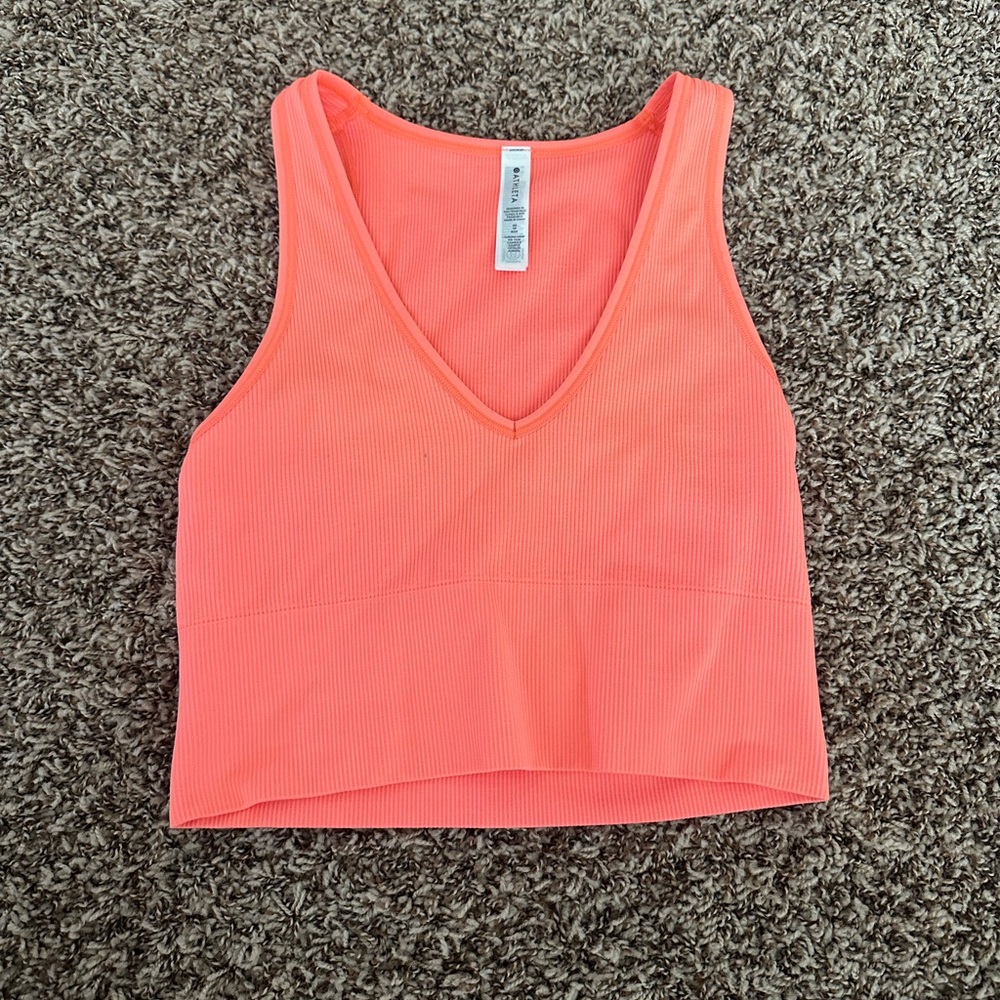 Athleta Orange Sleeveless Fitted Crop Top